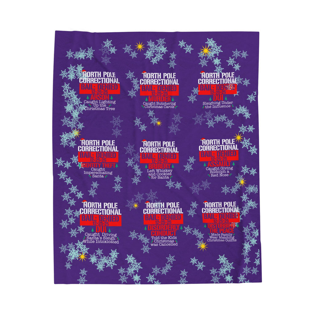 North Pole Correctional Velveteen Plush Blanket - Cozy Holiday Throw