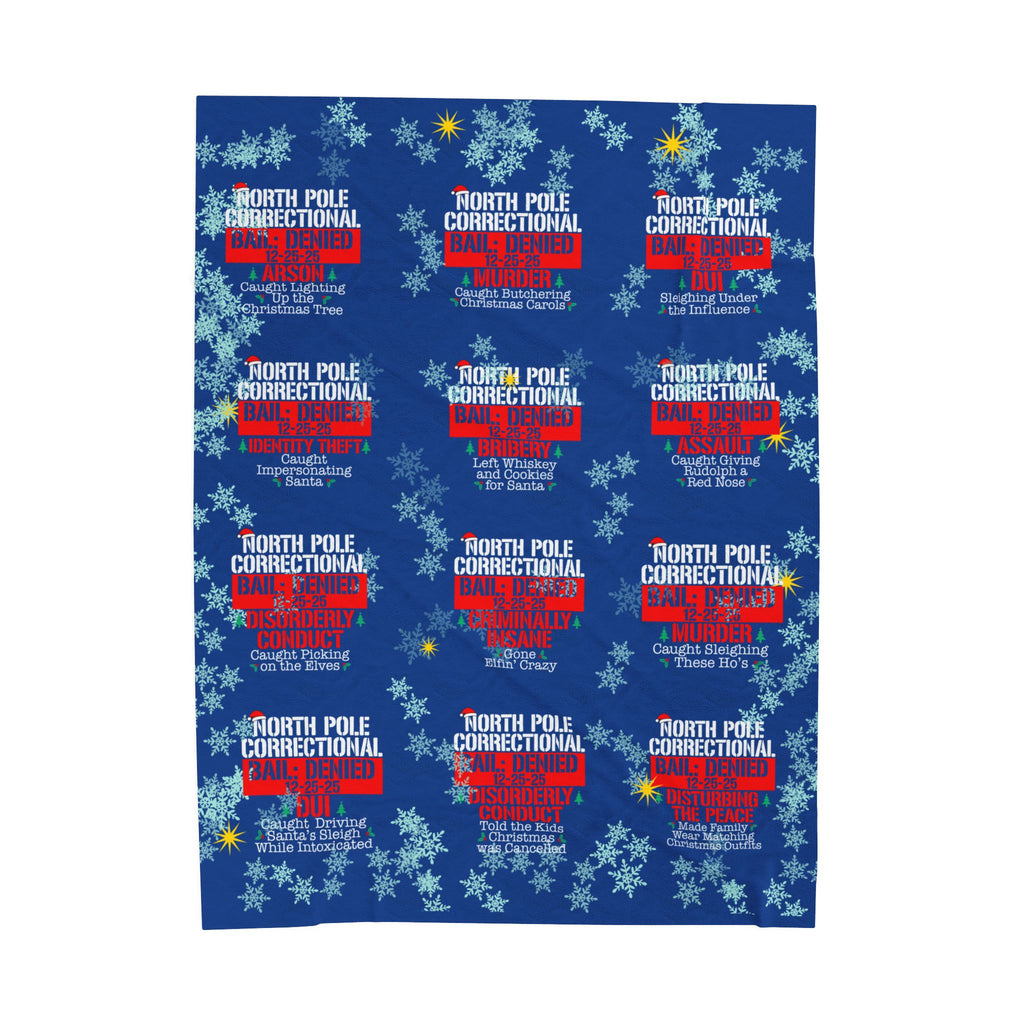 North Pole Correctional Velveteen Plush Blanket - Cozy Holiday Throw