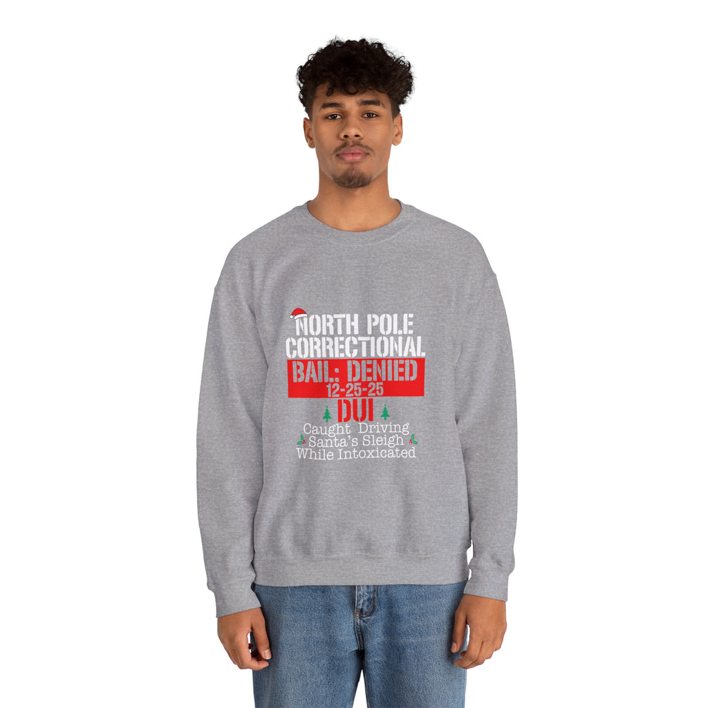 Holiday Humor Crewneck Sweatshirt - North Pole Bail Denied