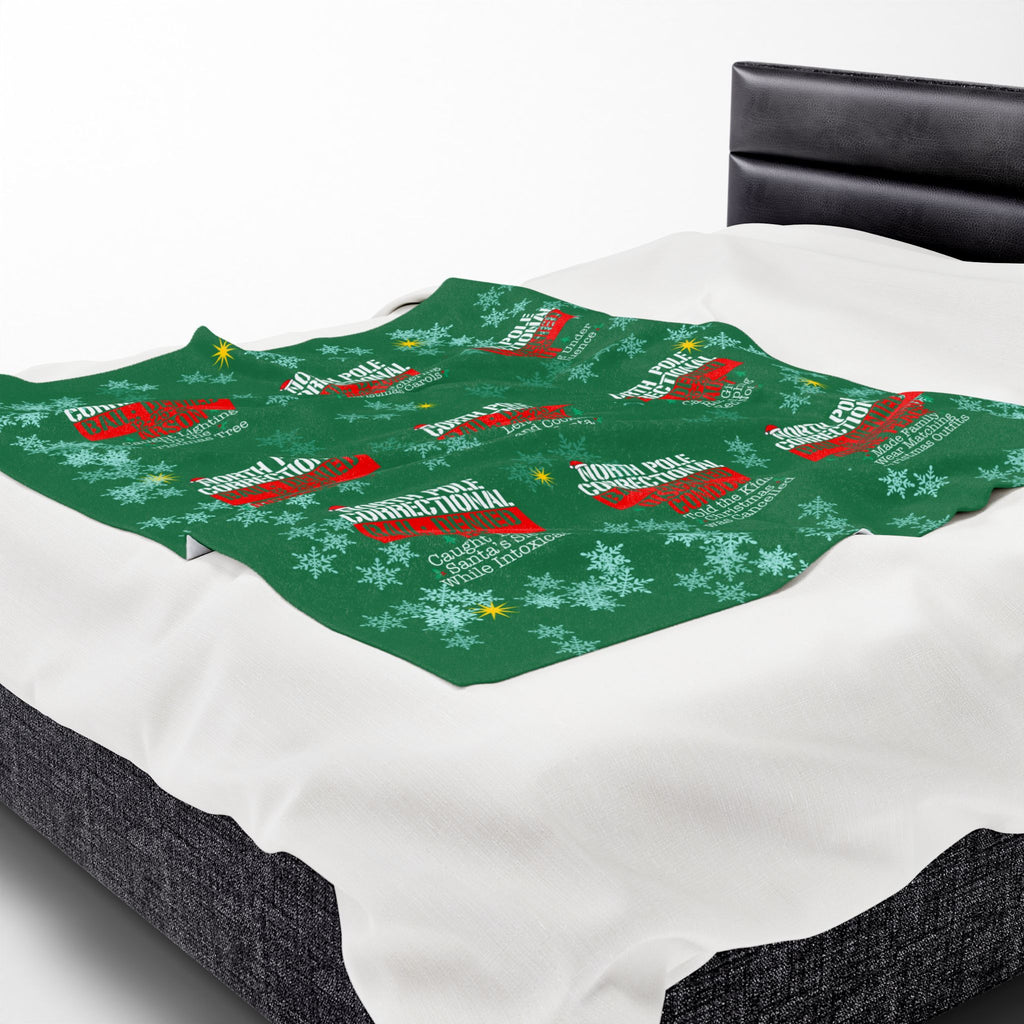 North Pole Correctional Velveteen Plush Blanket - Cozy Holiday Throw