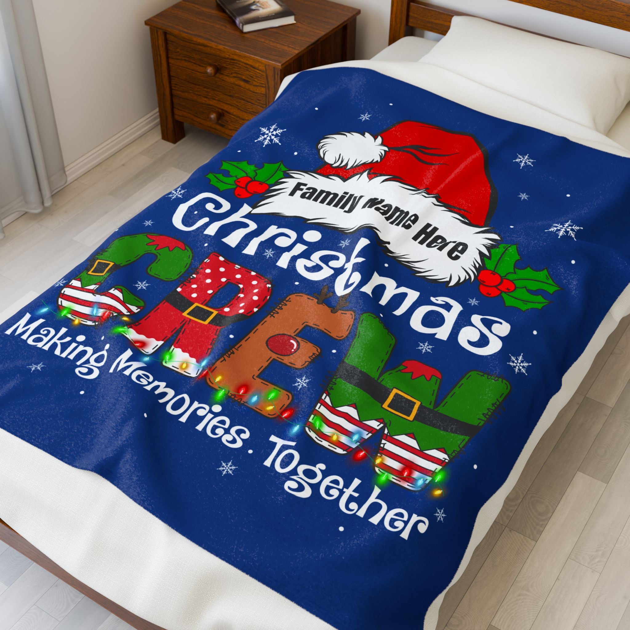 Personalized Christmas Crew Velveteen Plush Blanket — "Making Memories Together"