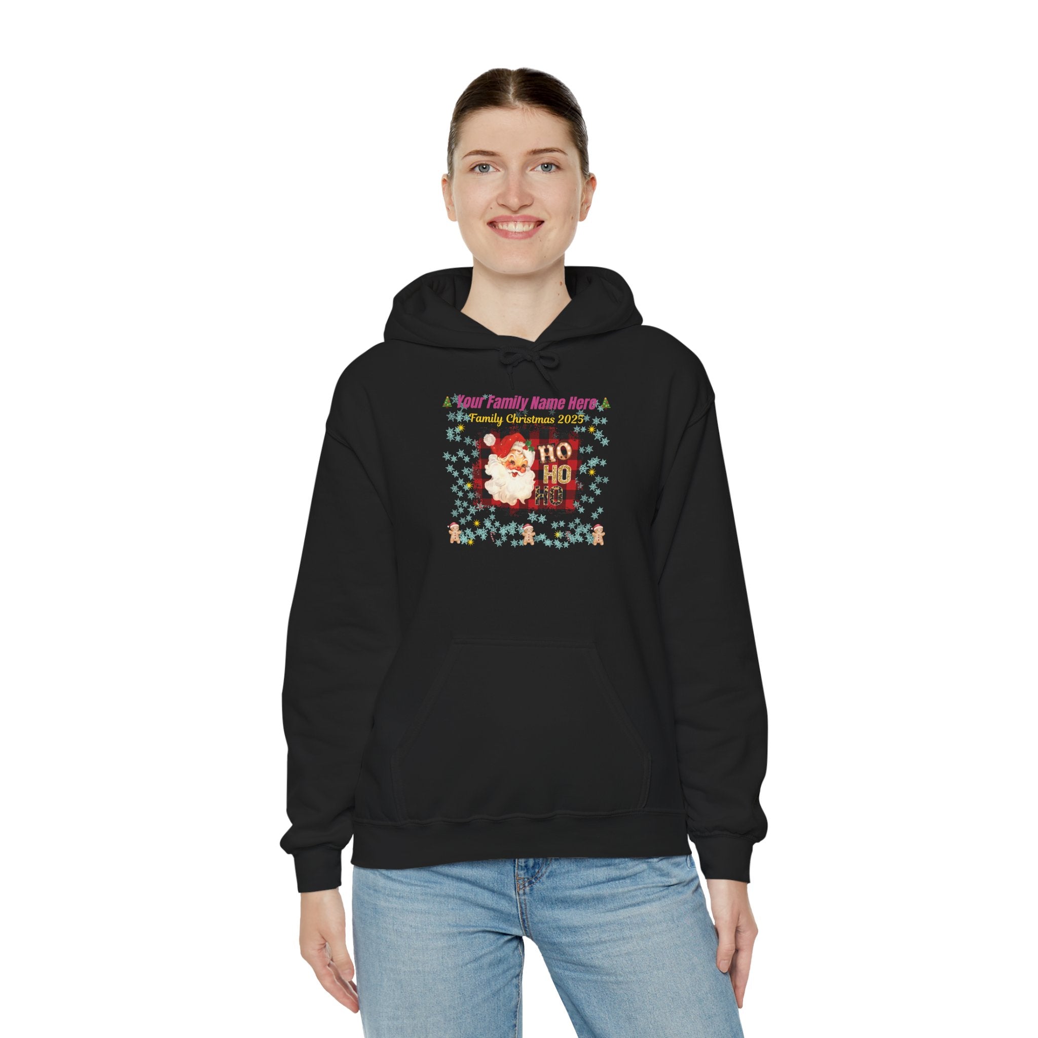 Personalized 'Ho Ho Ho' Santa Hoodie - Custom Family Name Christmas Sweatshirt