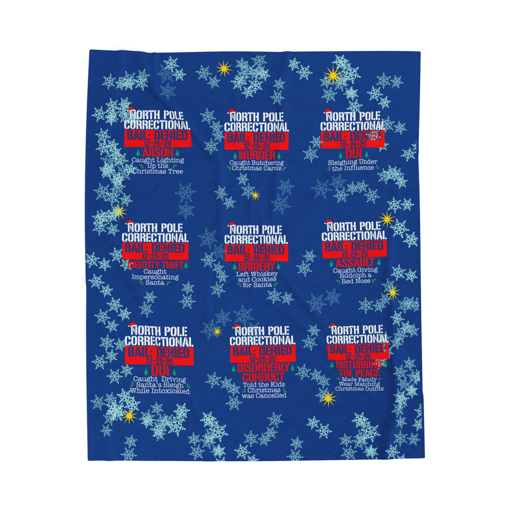 North Pole Correctional Velveteen Plush Blanket - Cozy Holiday Throw