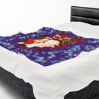 Vintage Santa 'Ho Ho Ho' Velveteen Plush Christmas Blanket — Cozy Holiday Throw