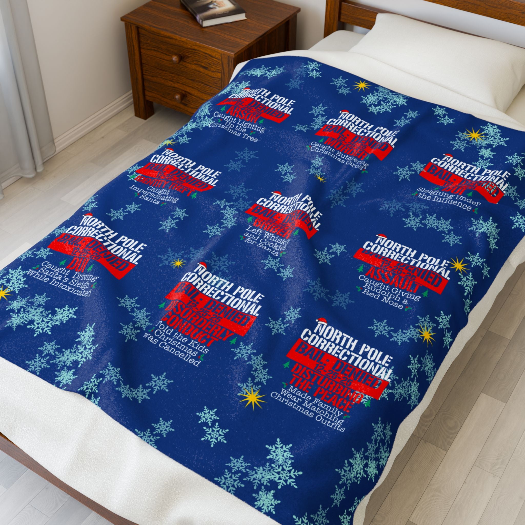 North Pole Correctional Velveteen Plush Blanket - Cozy Holiday Throw