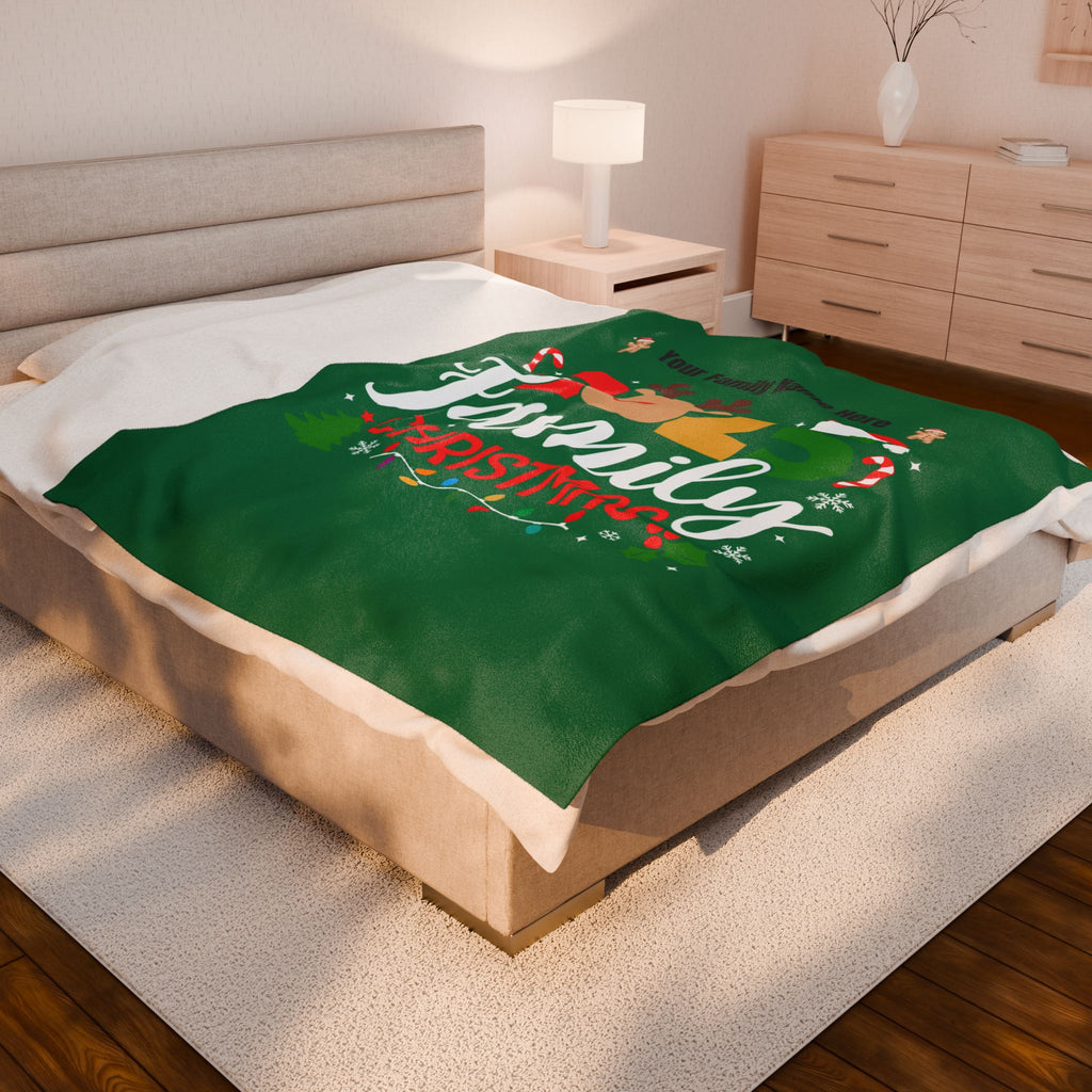 Personalized Christmas Crew Velveteen Plush Blanket Large — "Making Memories Together"