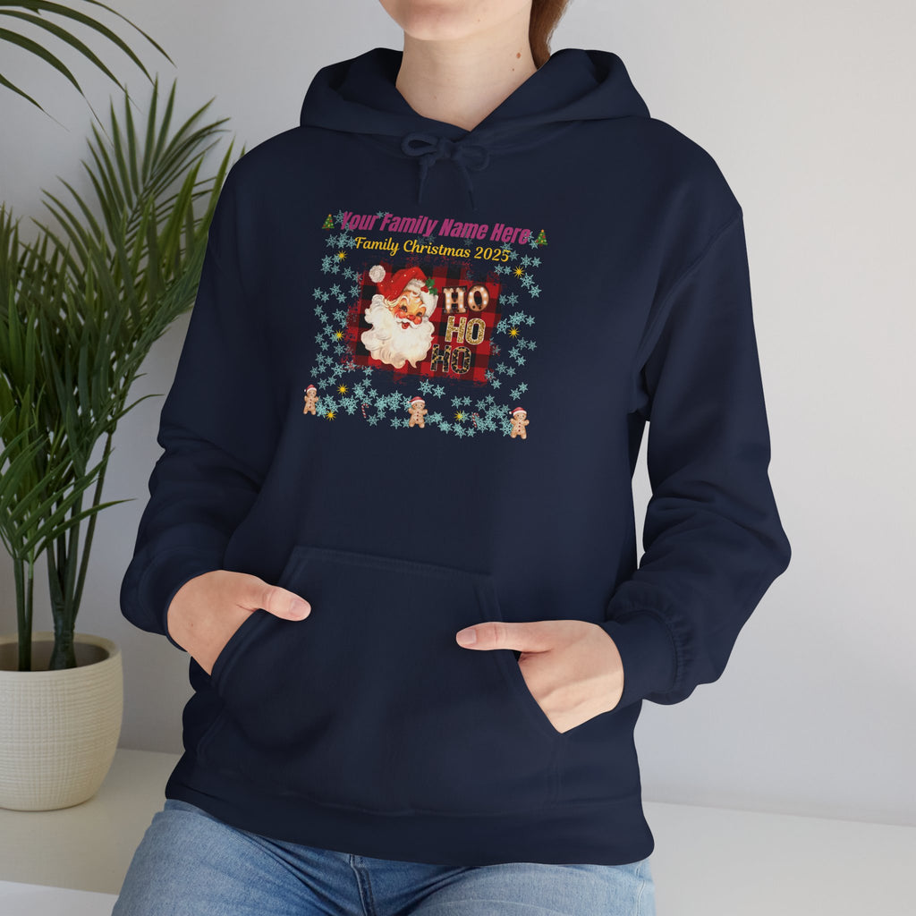 Personalized 'Ho Ho Ho' Santa Hoodie - Custom Family Name Christmas Sweatshirt