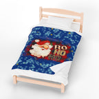 Vintage Santa 'Ho Ho Ho' Velveteen Plush Christmas Blanket — Cozy Holiday Throw