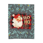 Vintage Santa 'Ho Ho Ho' Velveteen Plush Christmas Blanket — Cozy Holiday Throw