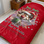Christmas Reindeer Velveteen Plush Blanket – “Dear Santa I’ve Been Good All Year” Holiday Throw