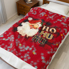 Vintage Santa 'Ho Ho Ho' Velveteen Plush Christmas Blanket — Cozy Holiday Throw