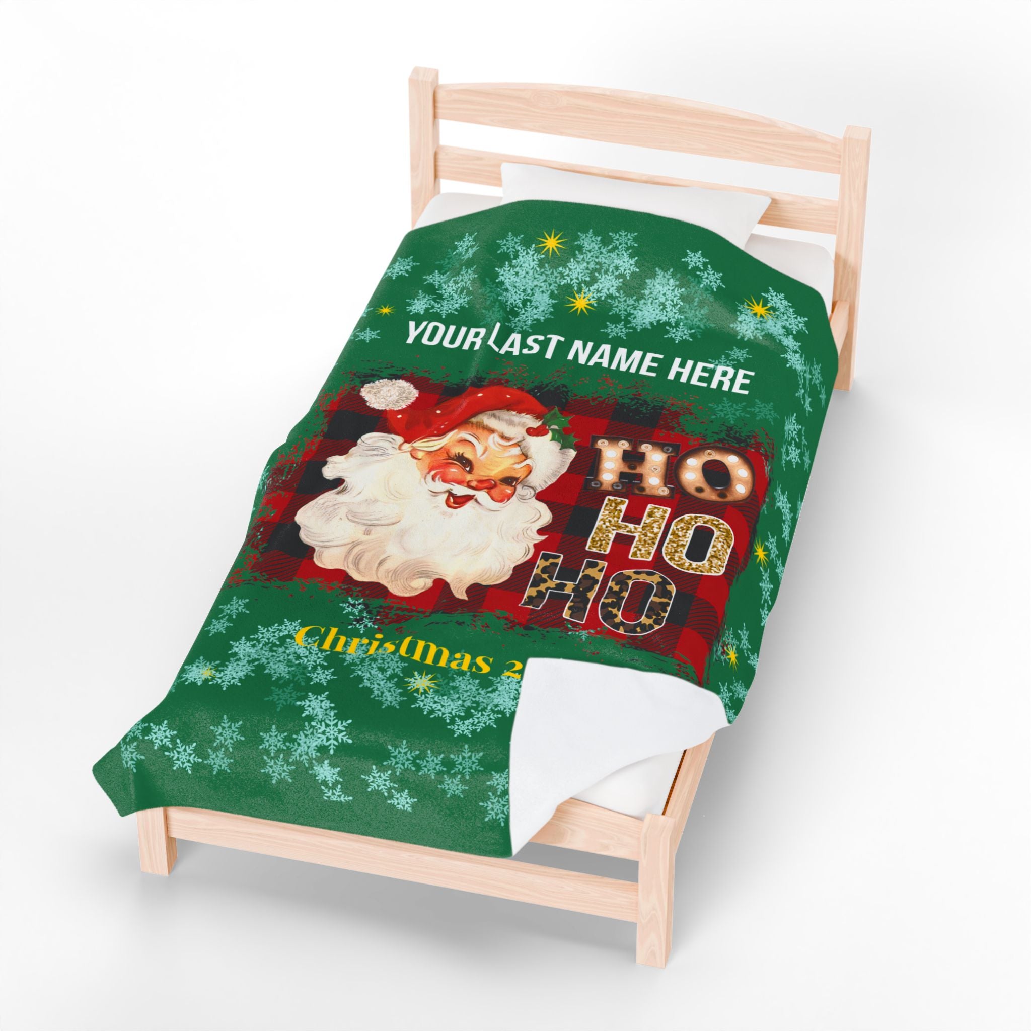 Personalized Christmas Santa Plush Blanket Large — 'Your Family Name Here' | Family Christmas 2025