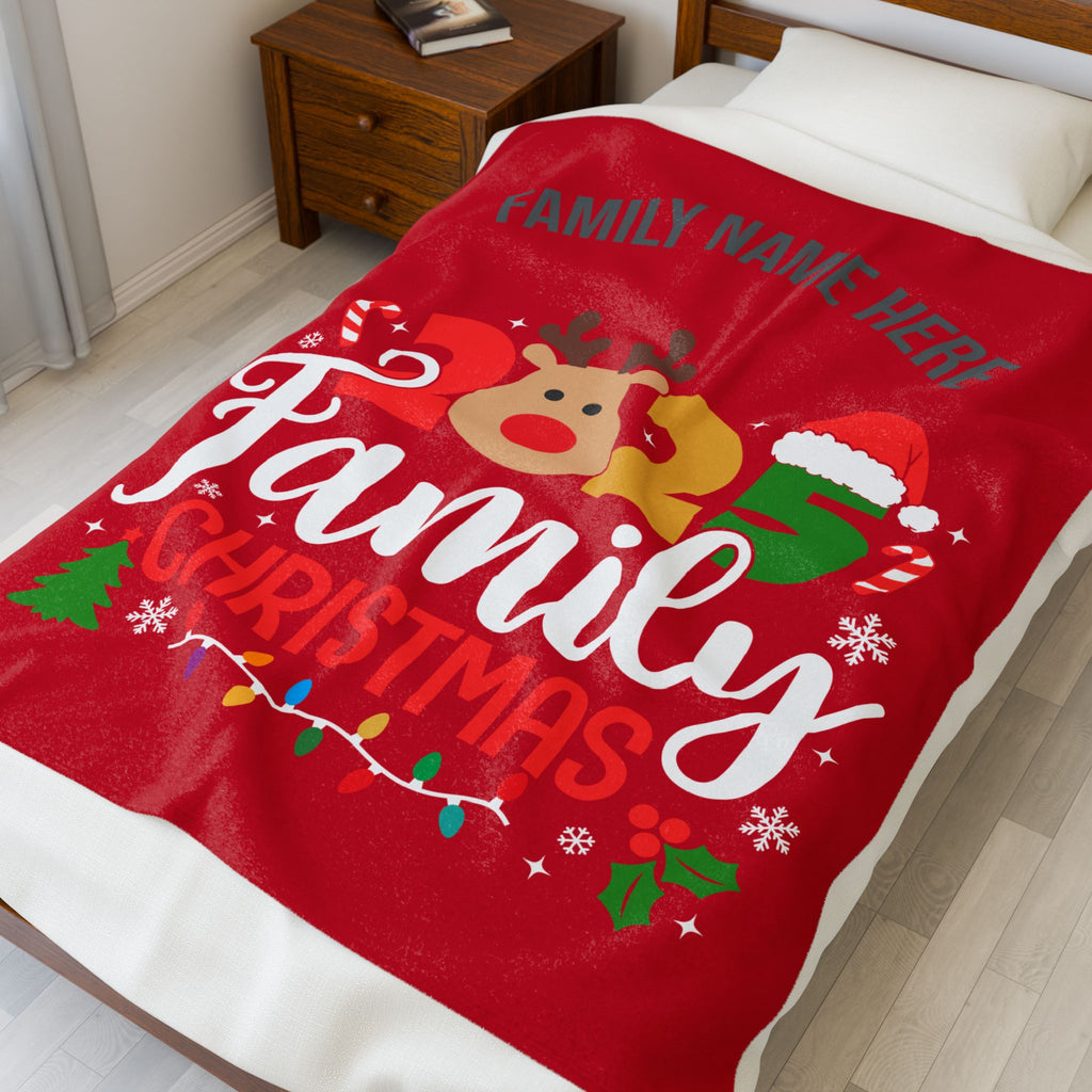 Personalized 2025 Family Christmas Blanket — Custom Name Holiday Plush Throw