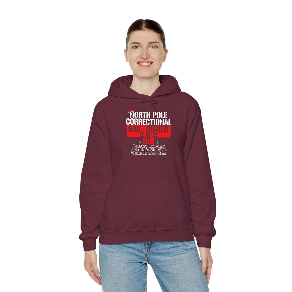 North Pole Correctional Hoodie - Unisex Heavy Blend™ Sweatshirt for Holiday Humor
