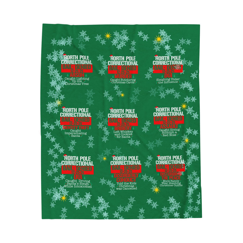 North Pole Correctional Velveteen Plush Blanket - Cozy Holiday Throw