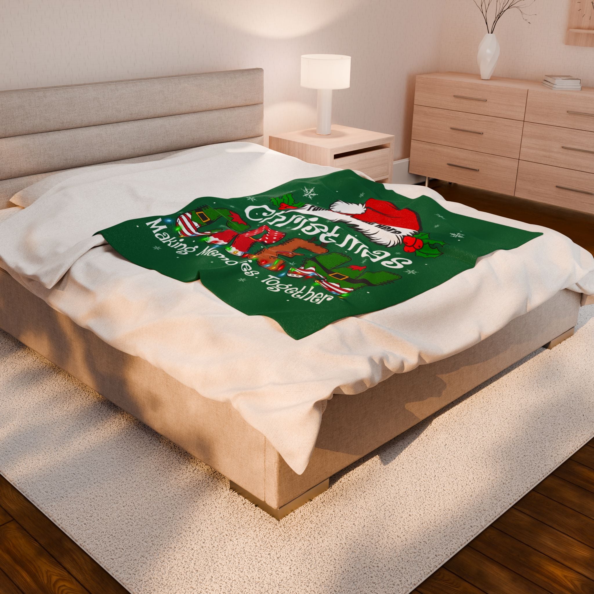 Personalized Christmas Crew Velveteen Plush Blanket — "Making Memories Together"