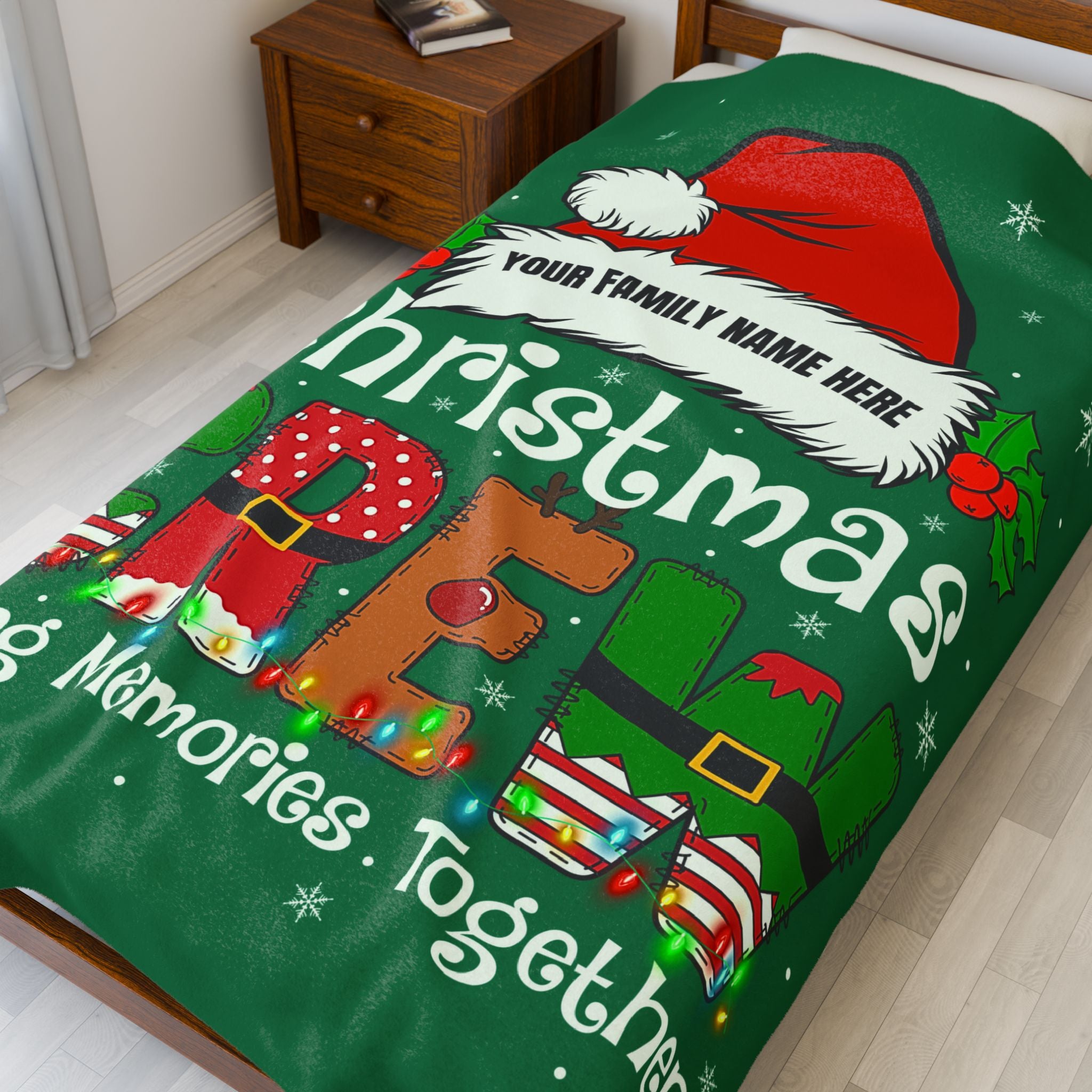 Personalized Christmas Crew Velveteen Plush Blanket Large — "Making Memories Together"
