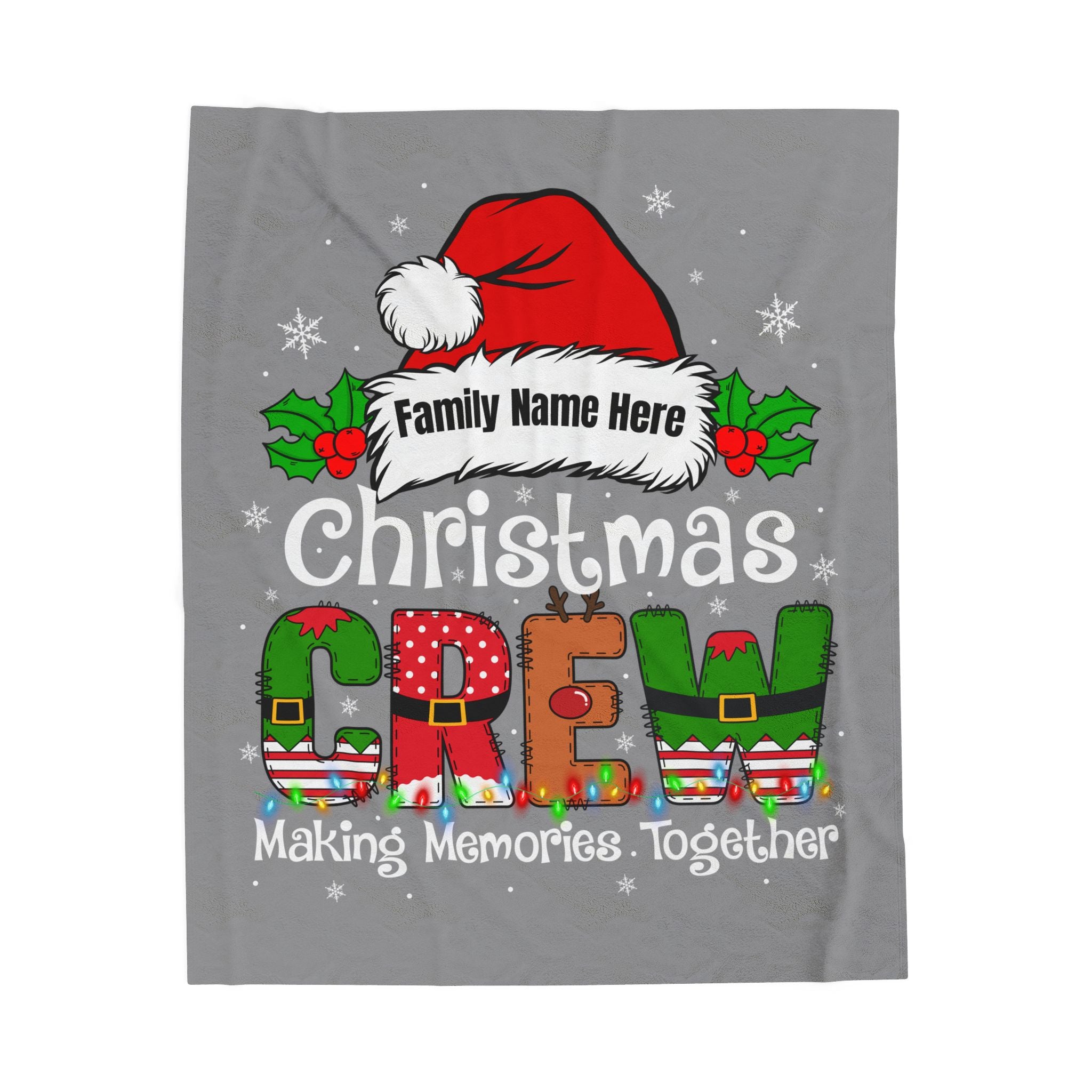 Personalized Christmas Crew Velveteen Plush Blanket — "Making Memories Together"