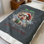 Christmas Reindeer Velveteen Plush Blanket – “Dear Santa I’ve Been Good All Year” Holiday Throw
