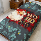 Vintage Santa 'Ho Ho Ho' Velveteen Plush Christmas Blanket — Cozy Holiday Throw