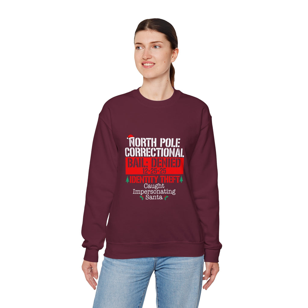 North Pole Correctional Crewneck Sweatshirt - Caught Impersonating Santa