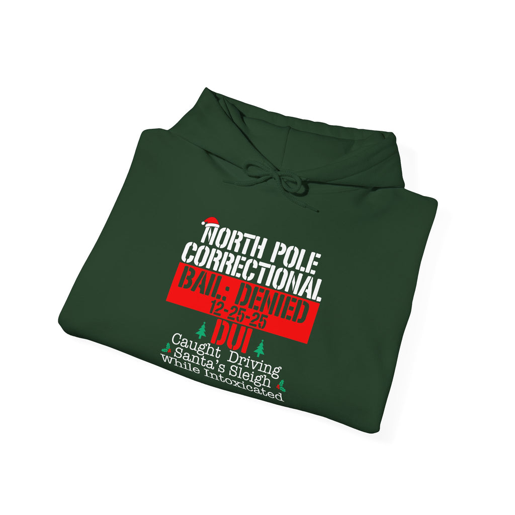 North Pole Correctional Hoodie - Unisex Heavy Blend™ Sweatshirt for Holiday Humor