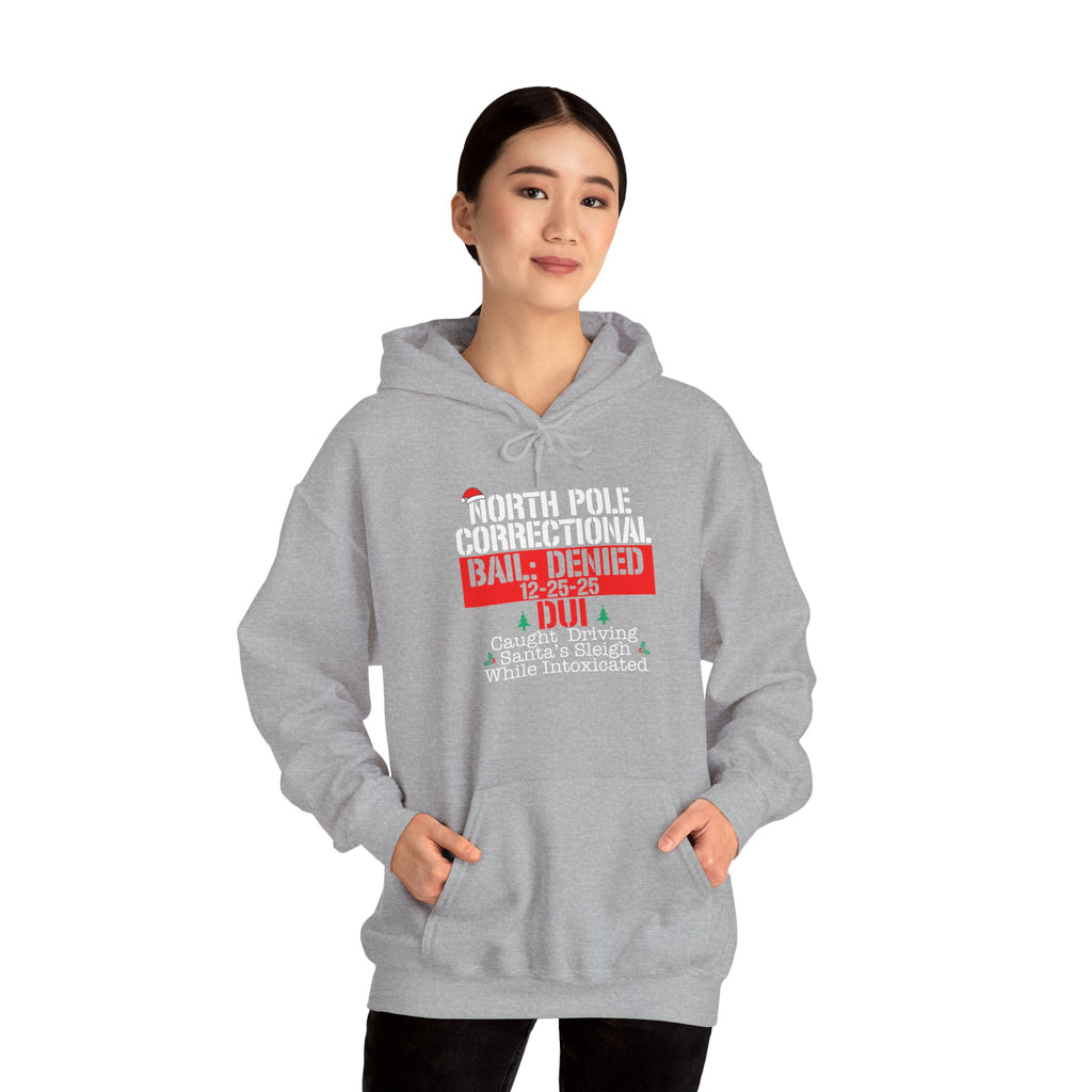 North Pole Correctional Hoodie - Unisex Heavy Blend™ Sweatshirt for Holiday Humor