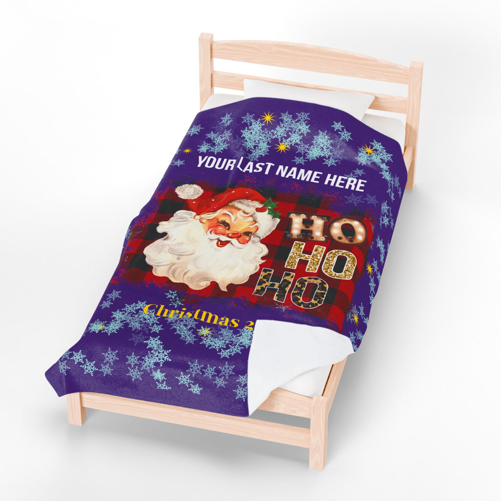 Personalized Christmas Santa Plush Blanket Large — 'Your Family Name Here' | Family Christmas 2025