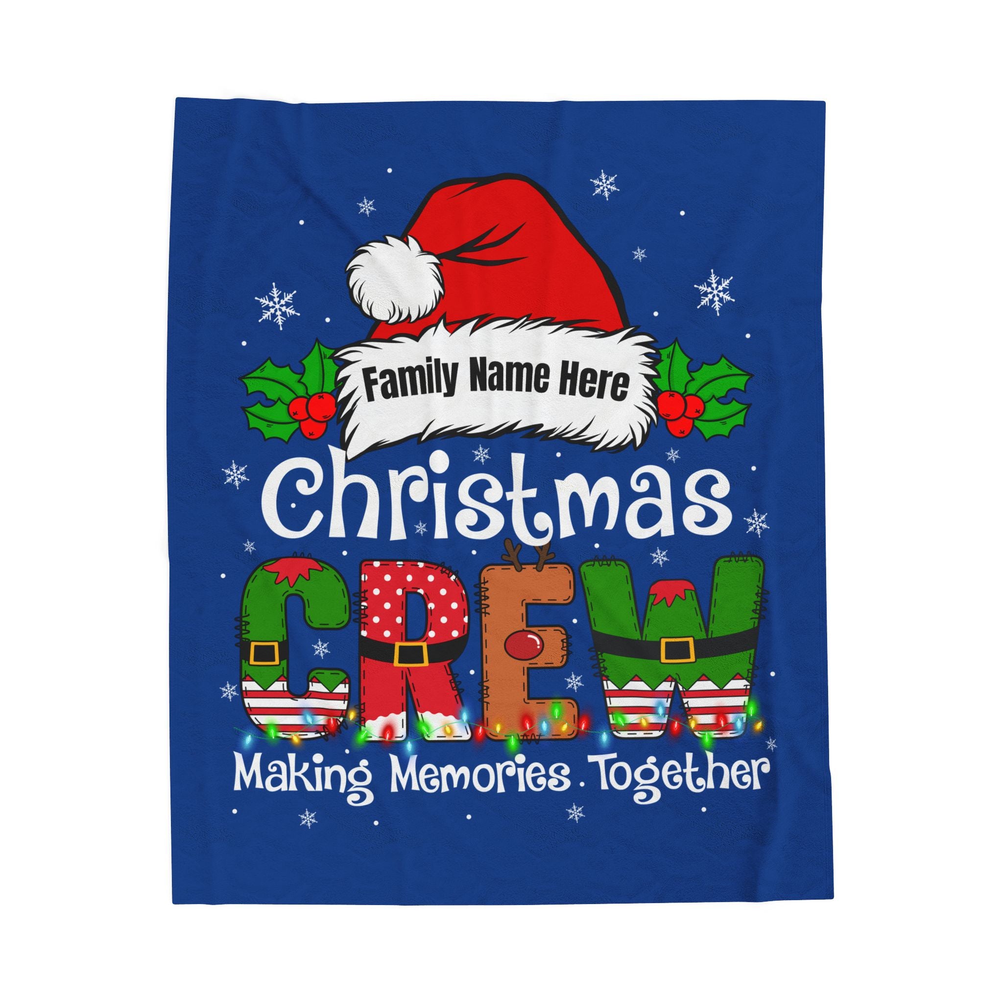 Personalized Christmas Crew Velveteen Plush Blanket — "Making Memories Together"