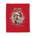 Christmas Reindeer Velveteen Plush Blanket – “Dear Santa I’ve Been Good All Year” Holiday Throw
