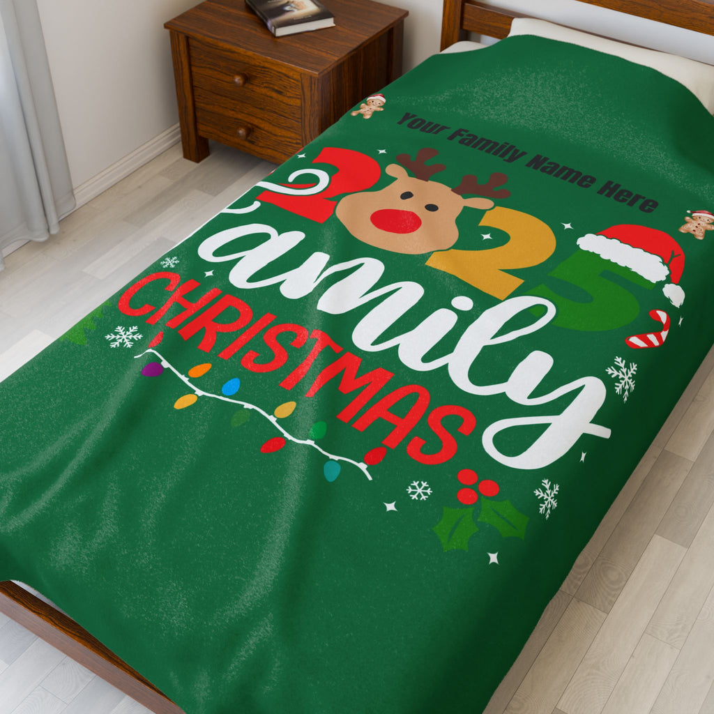 Personalized Christmas Crew Velveteen Plush Blanket Large — "Making Memories Together"
