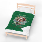 Christmas Reindeer Velveteen Plush Blanket – “Dear Santa I’ve Been Good All Year” Holiday Throw