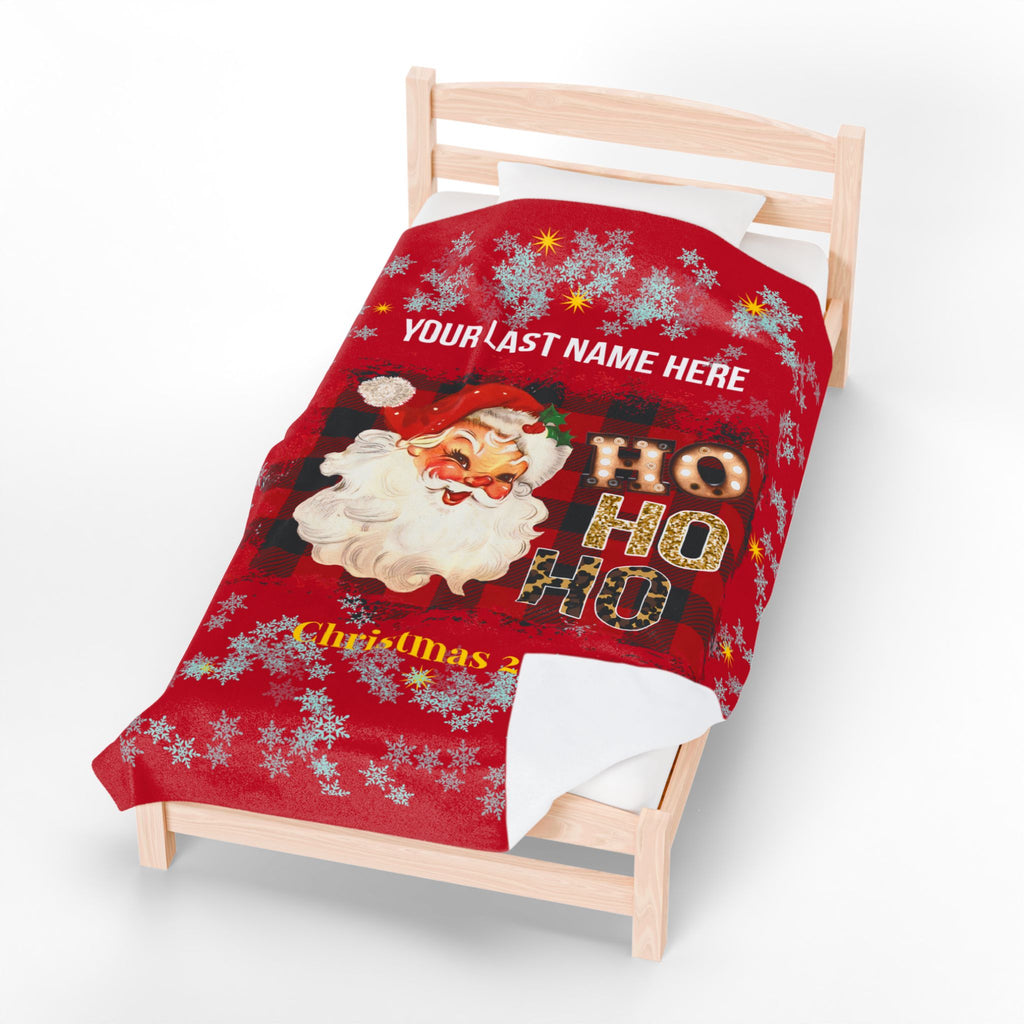 Personalized Christmas Santa Plush Blanket Large — 'Your Family Name Here' | Family Christmas 2025