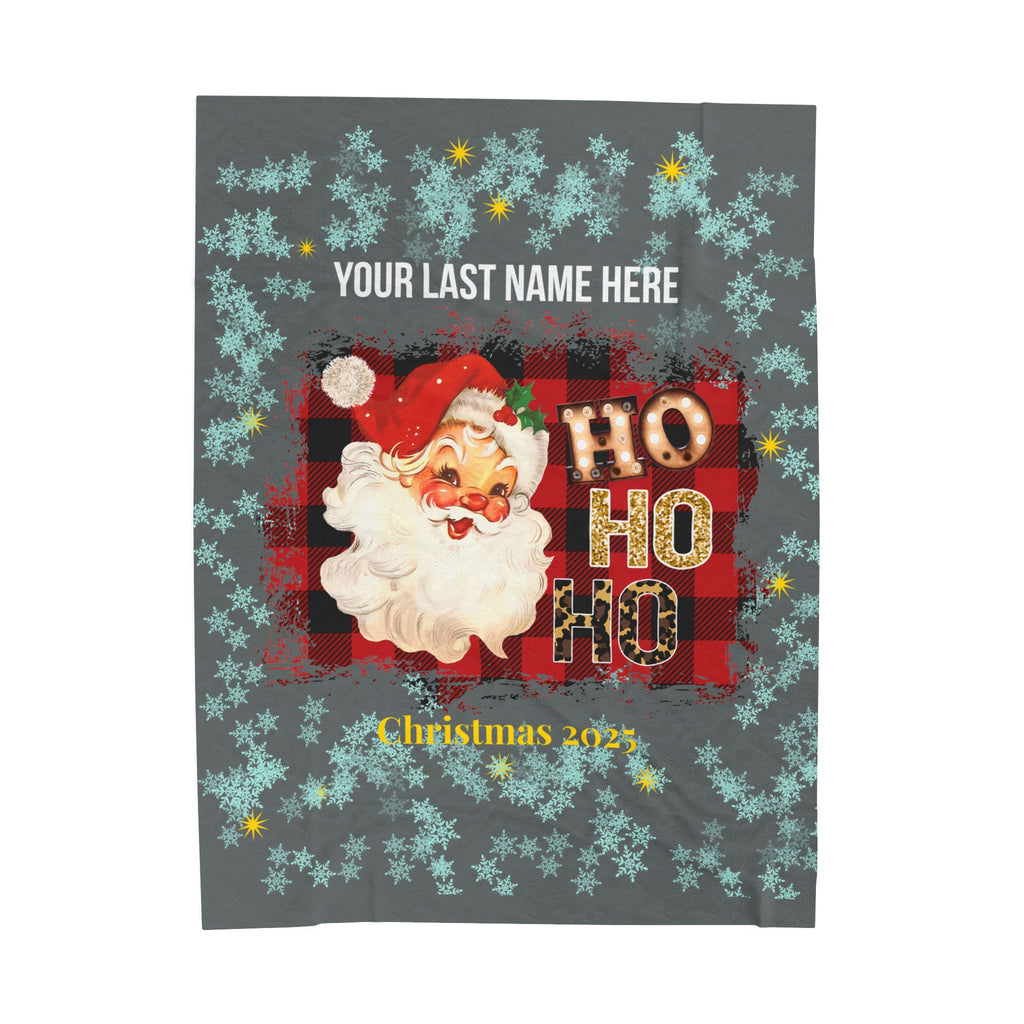 Personalized Christmas Santa Plush Blanket Large — 'Your Family Name Here' | Family Christmas 2025