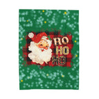 Vintage Santa 'Ho Ho Ho' Velveteen Plush Christmas Blanket — Cozy Holiday Throw