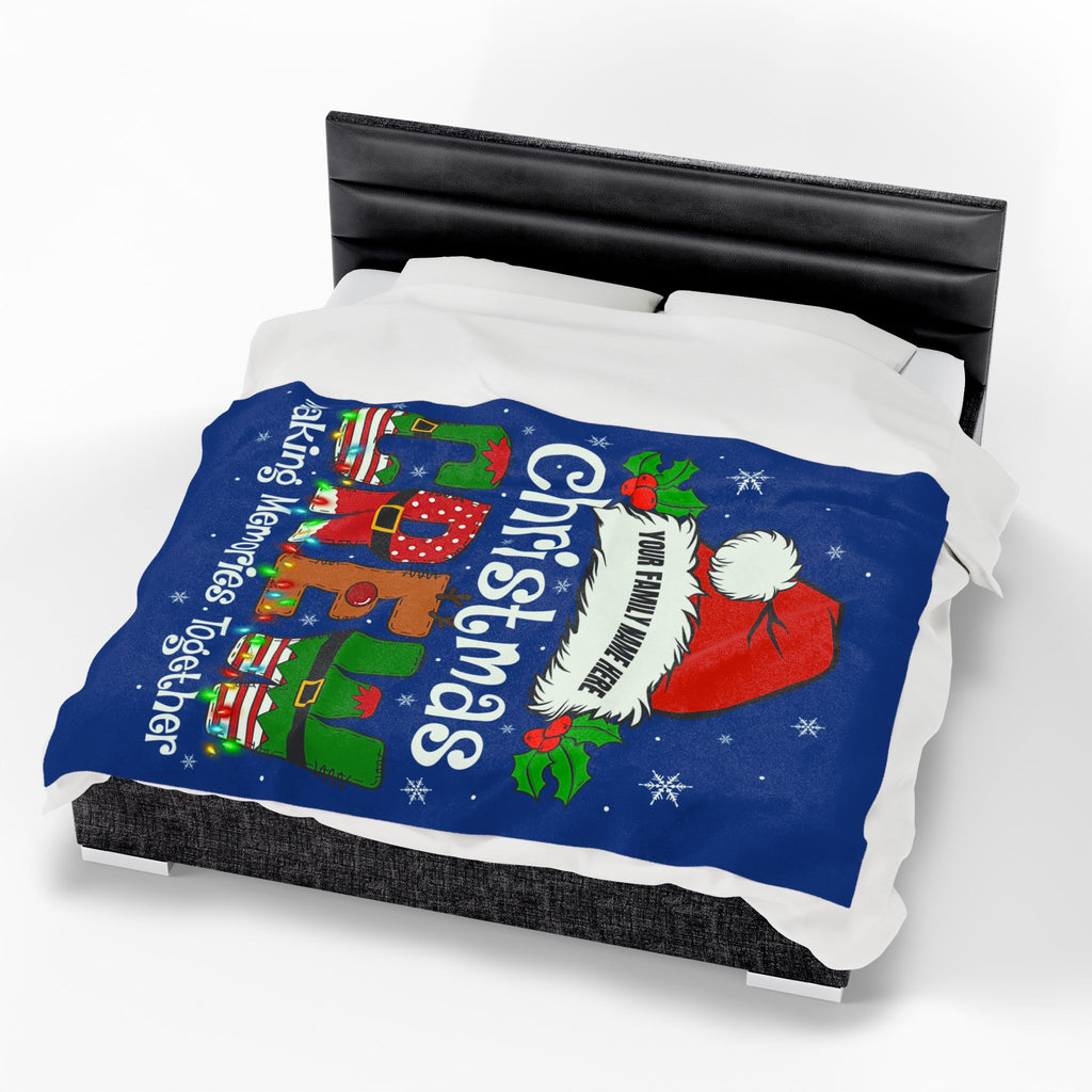 Personalized Christmas Crew Velveteen Plush Blanket Large — "Making Memories Together"