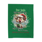 Christmas Reindeer Velveteen Plush Blanket – “Dear Santa I’ve Been Good All Year” Holiday Throw