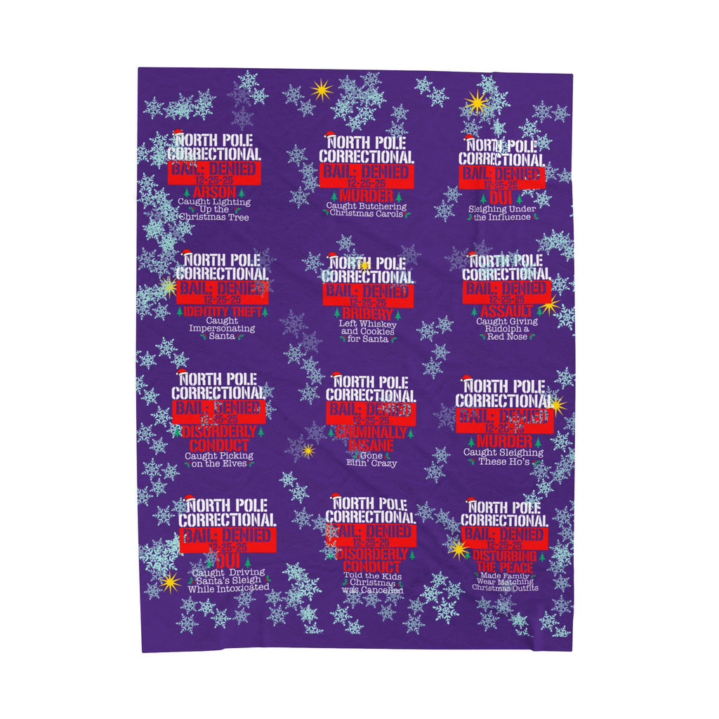 North Pole Correctional Velveteen Plush Blanket - Cozy Holiday Throw