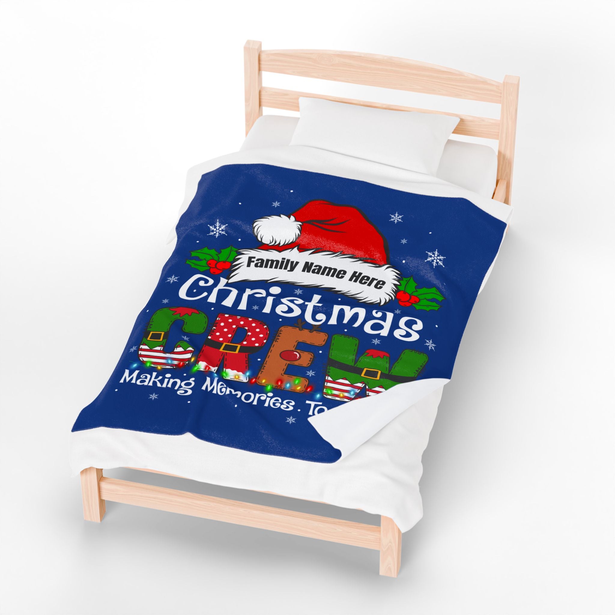 Personalized Christmas Crew Velveteen Plush Blanket — "Making Memories Together"