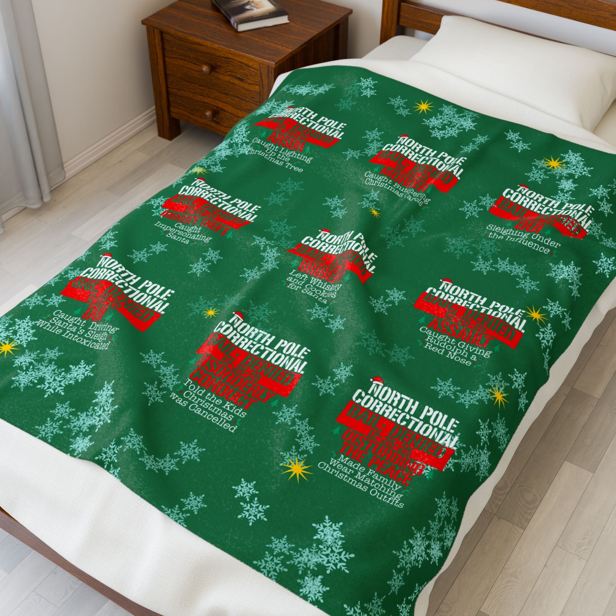 North Pole Correctional Velveteen Plush Blanket - Cozy Holiday Throw