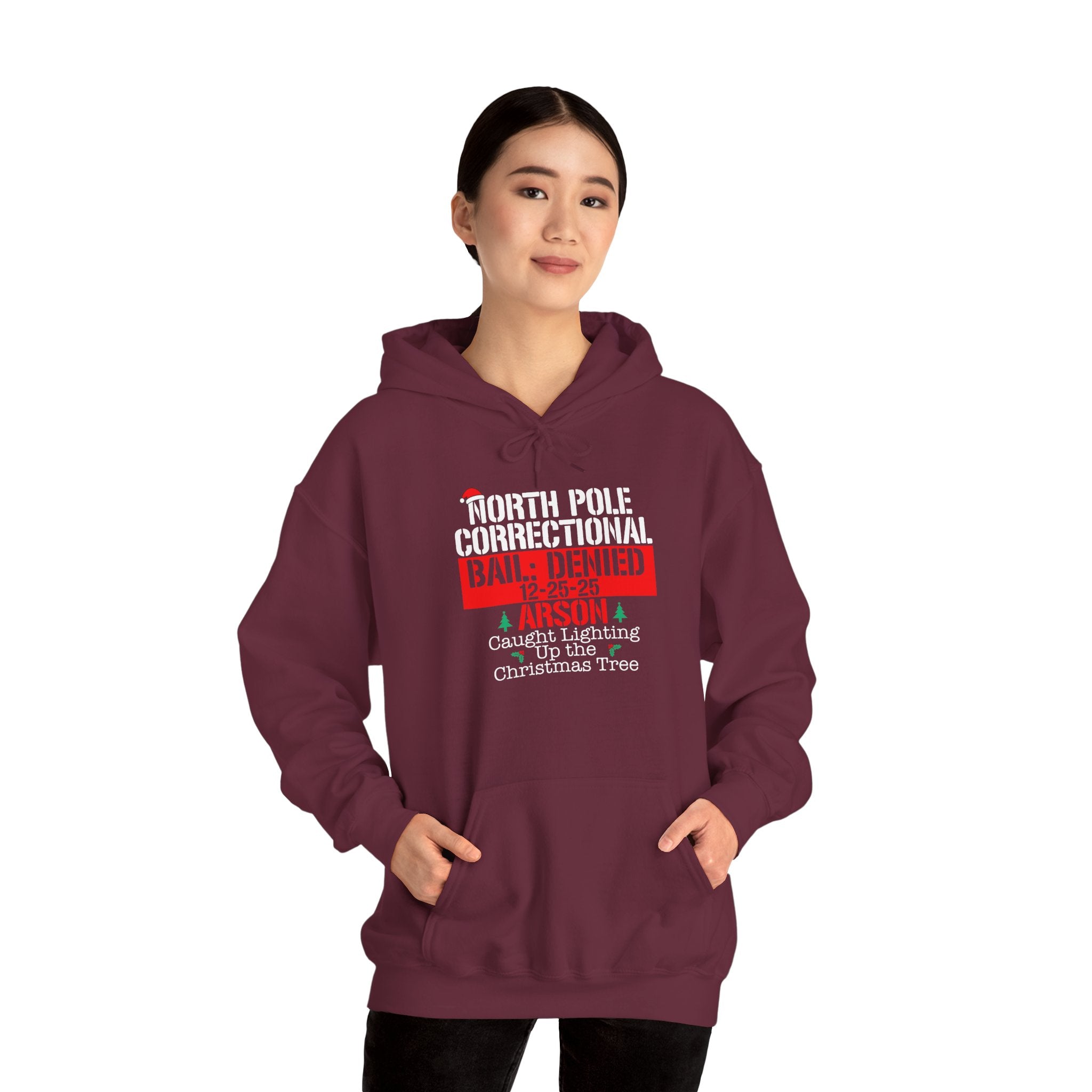 Naughty North Pole Hoodie - Christmas Humor Sweatshirt for Holiday Cheer