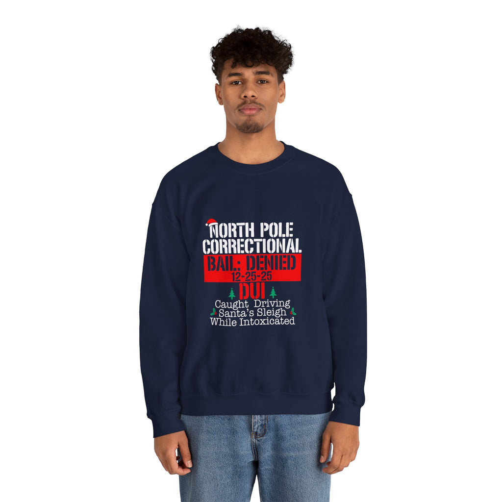 Holiday Humor Crewneck Sweatshirt - North Pole Bail Denied
