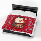 Vintage Santa 'Ho Ho Ho' Velveteen Plush Christmas Blanket — Cozy Holiday Throw