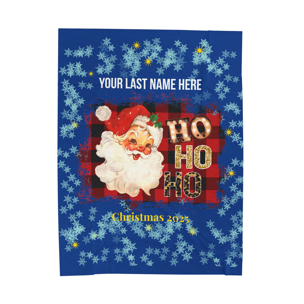 Personalized Christmas Santa Plush Blanket Large — 'Your Family Name Here' | Family Christmas 2025