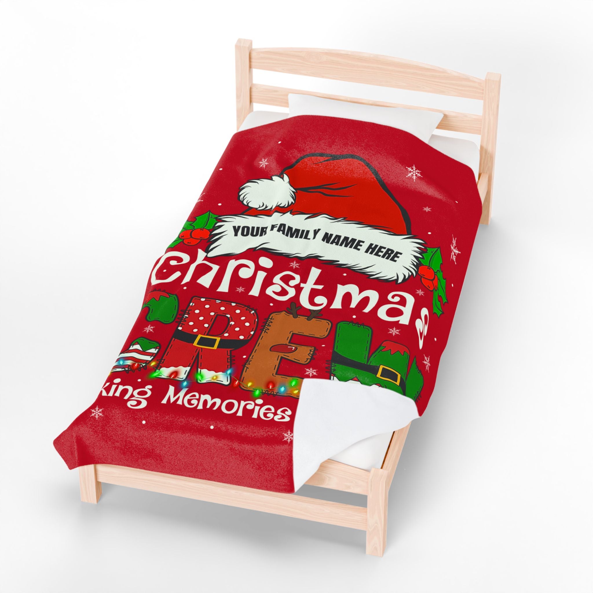 Personalized Christmas Crew Velveteen Plush Blanket Large — "Making Memories Together"