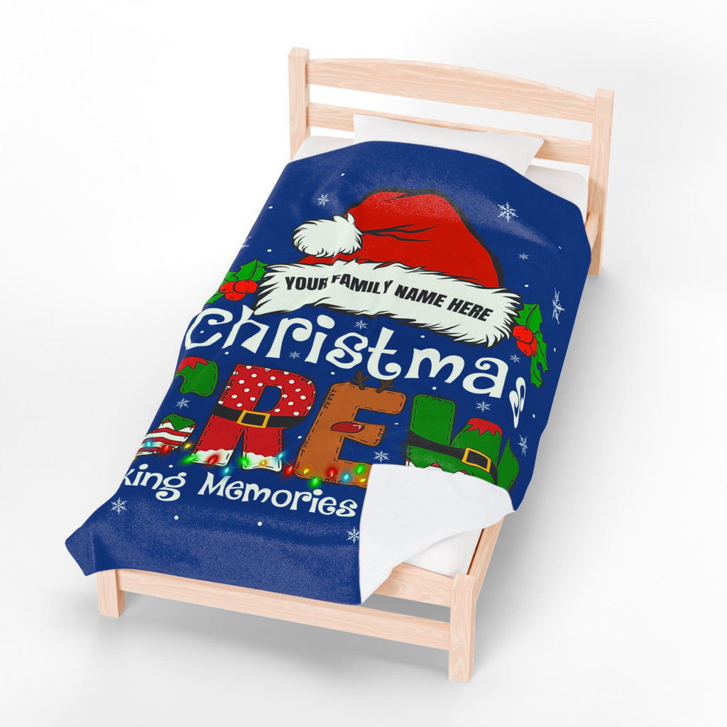 Personalized Christmas Crew Velveteen Plush Blanket Large — "Making Memories Together"