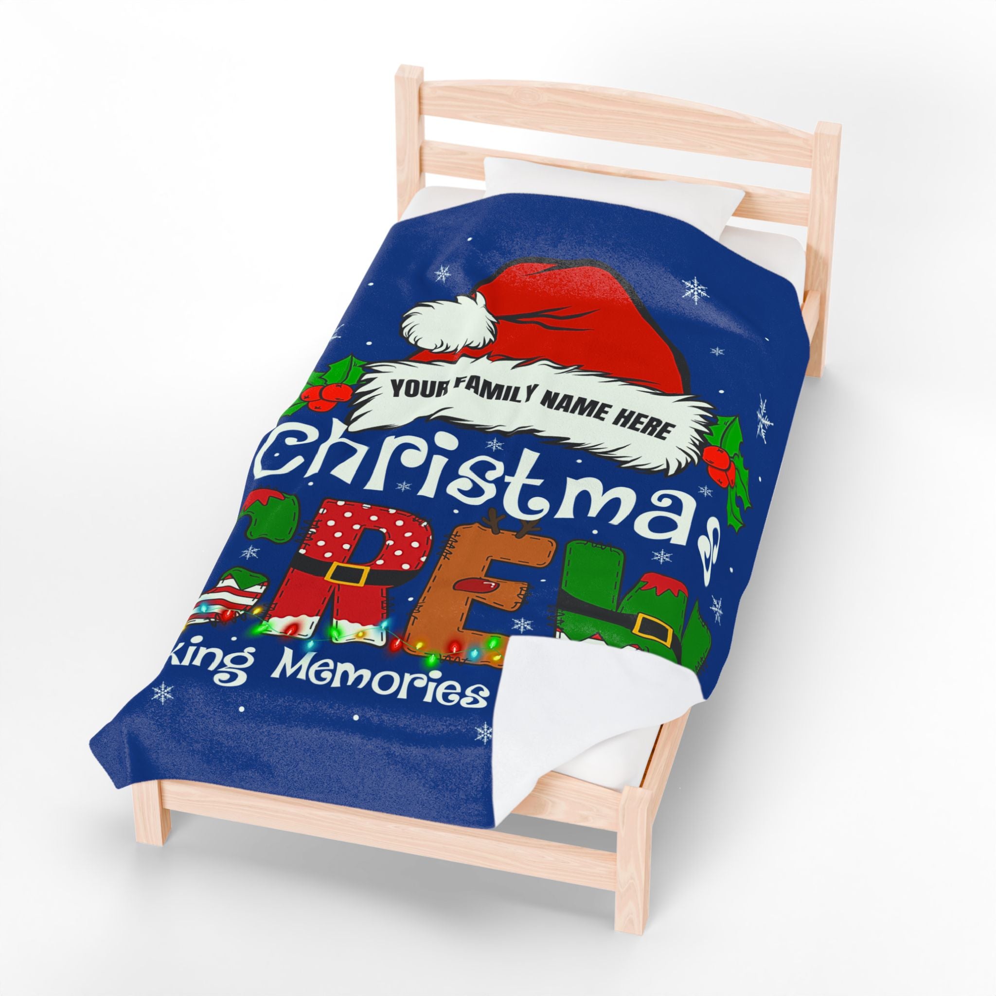 Personalized Christmas Crew Velveteen Plush Blanket Large — "Making Memories Together"