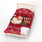 Vintage Santa 'Ho Ho Ho' Velveteen Plush Christmas Blanket — Cozy Holiday Throw