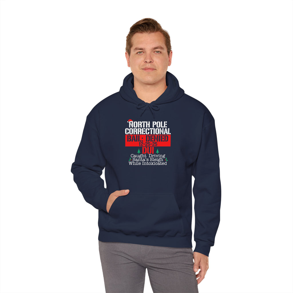 North Pole Correctional Hoodie - Unisex Heavy Blend™ Sweatshirt for Holiday Humor
