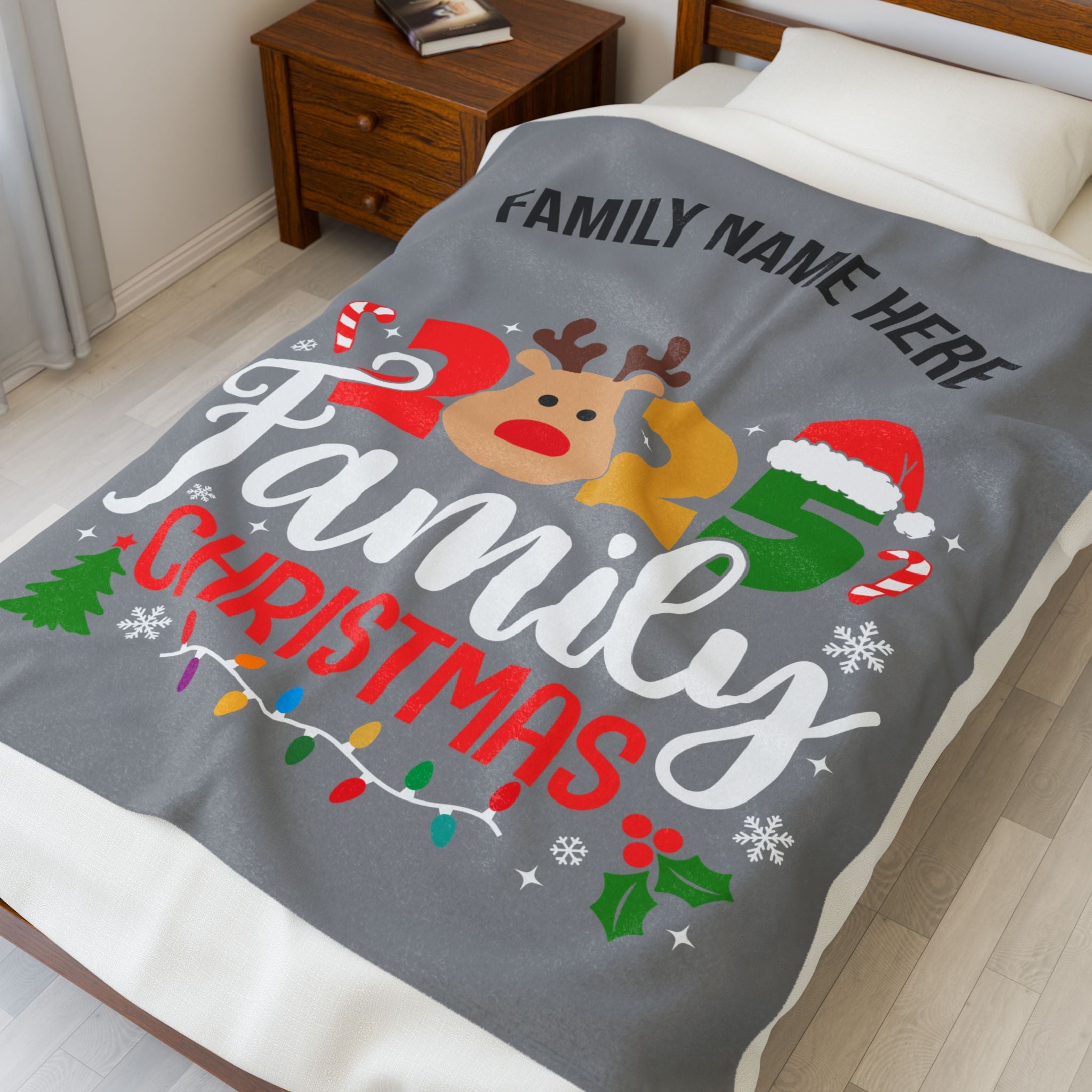 Personalized 2025 Family Christmas Blanket — Custom Name Holiday Plush Throw